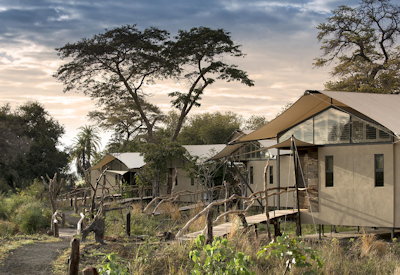 Thorntree River Lodge wooden walkways tented suites Mosi-oa-Tunya National Park Zambia