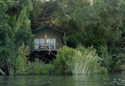 Tintswalo Siankaba tented treehouse suite raised walkway fragile riverine Zambezi Zambia