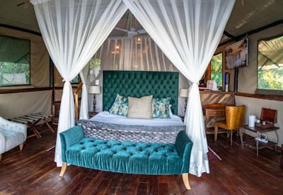 Tintswalo Siankaba luxury tented suite private balcony Zimbabwe riverbank views Zambia
