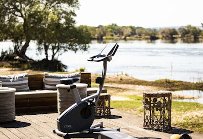 Toka Leya Camp open-air gym river views Mosi-oa-Tunya National Park Zambia