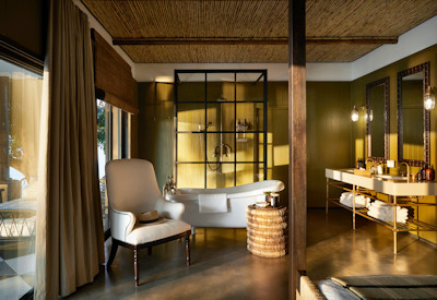 Zambezi Grande superior suite Victorian bath river-facing outdoor shower Zambezi Zambia