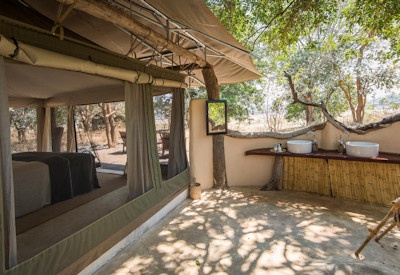 Tena Tena Camp Luangwa River waterhole elephants hippos antelope Two Rivers Safari Zambia