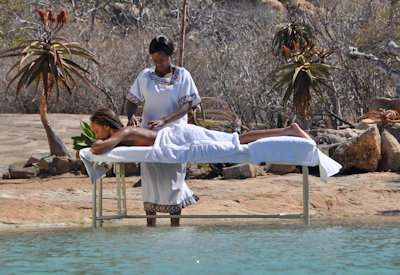 Amalinda Lodge outdoor spa massage nature Matobo Hills Zimbabwe wellness