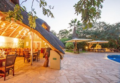 Bayete Guest Lodge teardrop pool Dining Boma restaurant Victoria Falls Zimbabwe