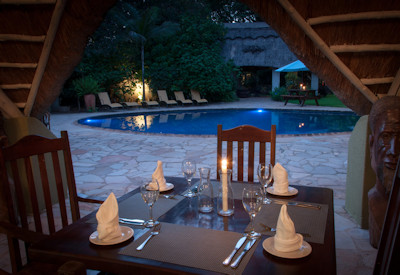 Bayete Guest Lodge private dining options locally sourced cuisine Victoria Falls Zimbabwe