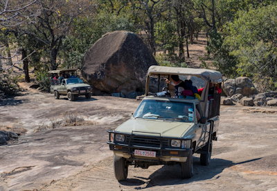 Rhino tracking mountain biking rock art Rhodes Grave Big Cave Camp Matobo Zimbabwe
