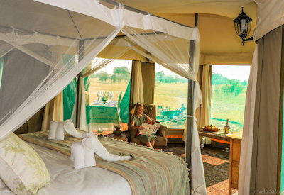 Bomani Tented Lodge tented suite accommodation Ngamo Plains Hwange Zimbabwe