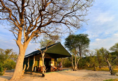 Bomani Tented Lodge classic safari tent comfortable beds hot water Hwange Zimbabwe
