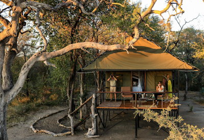 Bomani Tented Lodge private game viewing platform deck Hwange National Park Zimbabwe