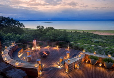 Bumi Hills Safari Lodge outdoor firepit incredible Lake Kariba vistas Zimbabwe
