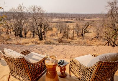 Camp Chitubu ridge overlooking natural spring Sinamatela Hwange National Park Zimbabwe