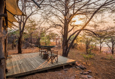 Changa Safari Camp wooden viewing deck firepit Lake Kariba Matusadona Zimbabwe