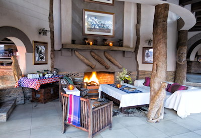 Chilo Gorge Safari Lodge thatched central guest area indoor dining Save River Zimbabwe