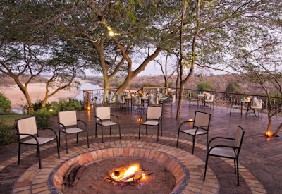 Chilo Gorge Safari Lodge firepit Save River views outdoor dining Gonarezhou Zimbabwe