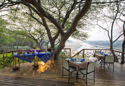 Chilo Gorge Safari Lodge outdoor breakfast Save River views Gonarezhou Zimbabwe