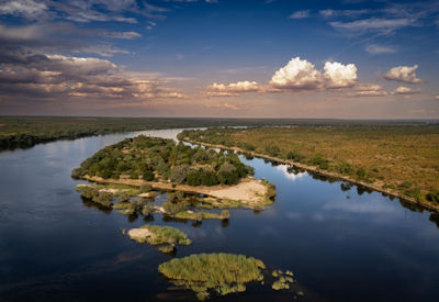 Chundu Island Lodge surrounded Zambezi National Park river views Zimbabwe