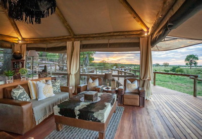 Deteema Springs Camp central guest area bar viewing deck Deteema Springs Hwange Zimbabwe