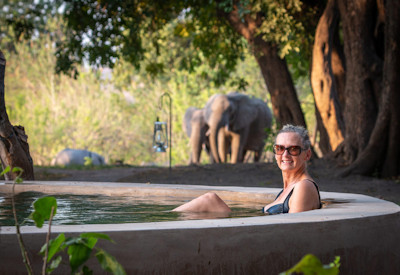 Bumbusi Wilderness Camp natural pool game viewing yoga wellness Hwange Zimbabwe