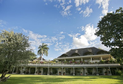 Ilala Lodge Hotel lush garden surrounds closest hotel Victoria Falls Zimbabwe