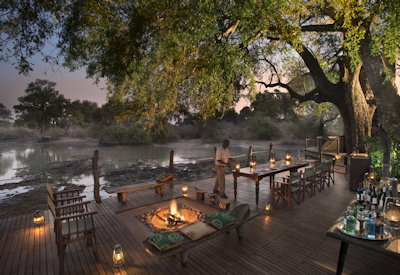 Kanga Camp viewing deck Kanga Pan wildlife armchair safari Mana Pools Zimbabwe