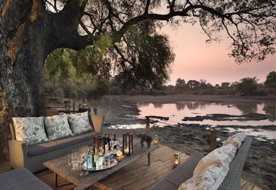 Kanga Camp sundowner drinks Mana Pools National Park Zimbabwe