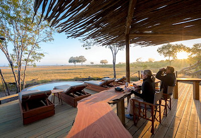 Little Makalolo Camp swimming pool canvas deck waterhole views Hwange Zimbabwe
