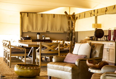 Little Ruckomechi Camp under-canvas lounge indoor dining Zambezi River Zimbabwe