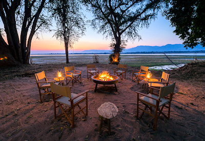 Little Ruckomechi Camp sunset Zambezi River views Mana Pools Zimbabwe