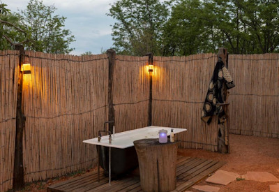 Nantwich Lodge Hwange outdoor bath romantic bushveld setting Zimbabwe