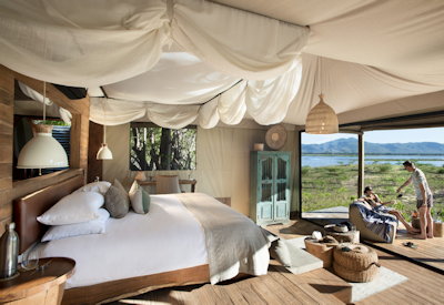Nyamatusi Camp magnificent tented suite air conditioning minibar Mana Pools Zimbabwe