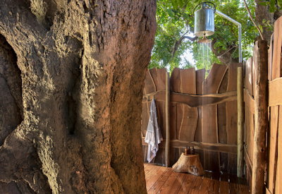 Nyamatusi Camp outdoor hot water shower indoor shower Mana Pools Zimbabwe
