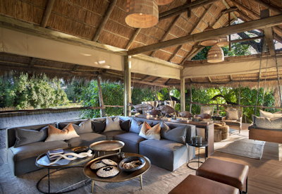 Nyamatusi Camp thatched lounge bar swimming pool fire pit Mana Pools Zimbabwe