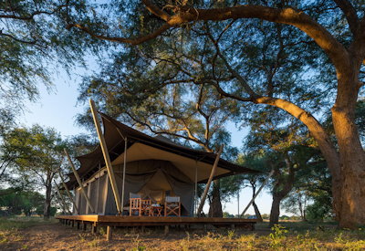 Ruckomechi Camp private remote tented suite Mana Pools UNESCO Zimbabwe Wilderness