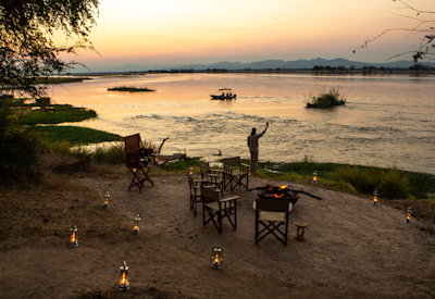 Sapi Explorers Camp Zambezi River sunset Sapi Concession Mana Pools Zimbabwe