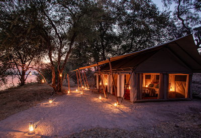 Sapi Explorers Camp lantern-lit tents no electricity Africa of old Mana Pools Zimbabwe