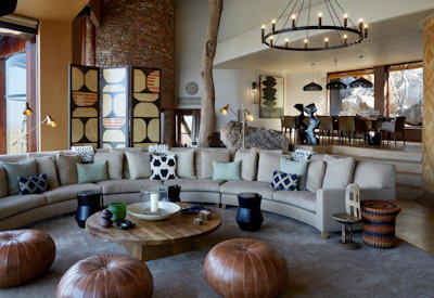 Singita Malilangwe House central lounge area Malilangwe Wildlife Reserve Zimbabwe