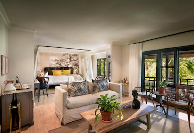 Stanley Livingstone Boutique Hotel luxury suite king bed freestanding bath Victoria Falls