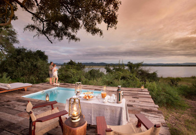 Tembo Plains Camp overlooking Zambezi floodplain finest wildlife Africa Mana Pools