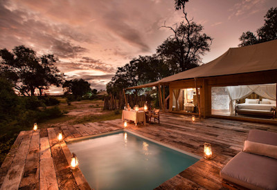 Tembo Plains Camp private suite deck plunge pool wrap-around Zambezi views Zimbabwe