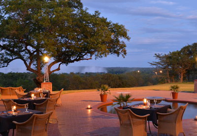 Victoria Falls Hotel Stanley's Terrace afternoon tea sunset cocktails spray views Zimbabwe