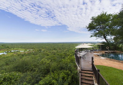 Victoria Falls Safari Lodge two-tiered swimming pool sundeck Zambezi National Park Zimbabwe