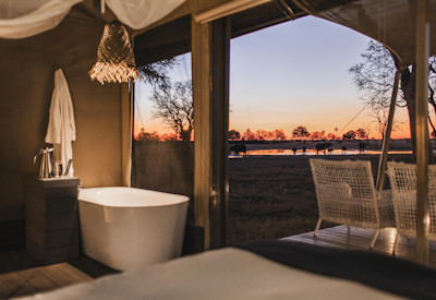 Linkwasha Camp year-round wildlife views from bathtubs suites Hwange National Park Zimbabwe